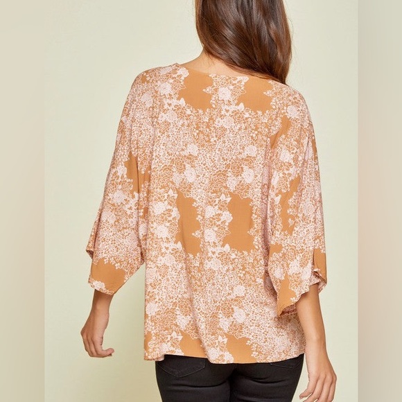 Floral Print Oversized V Neck Blouse SZ Small - Picture 8 of 9